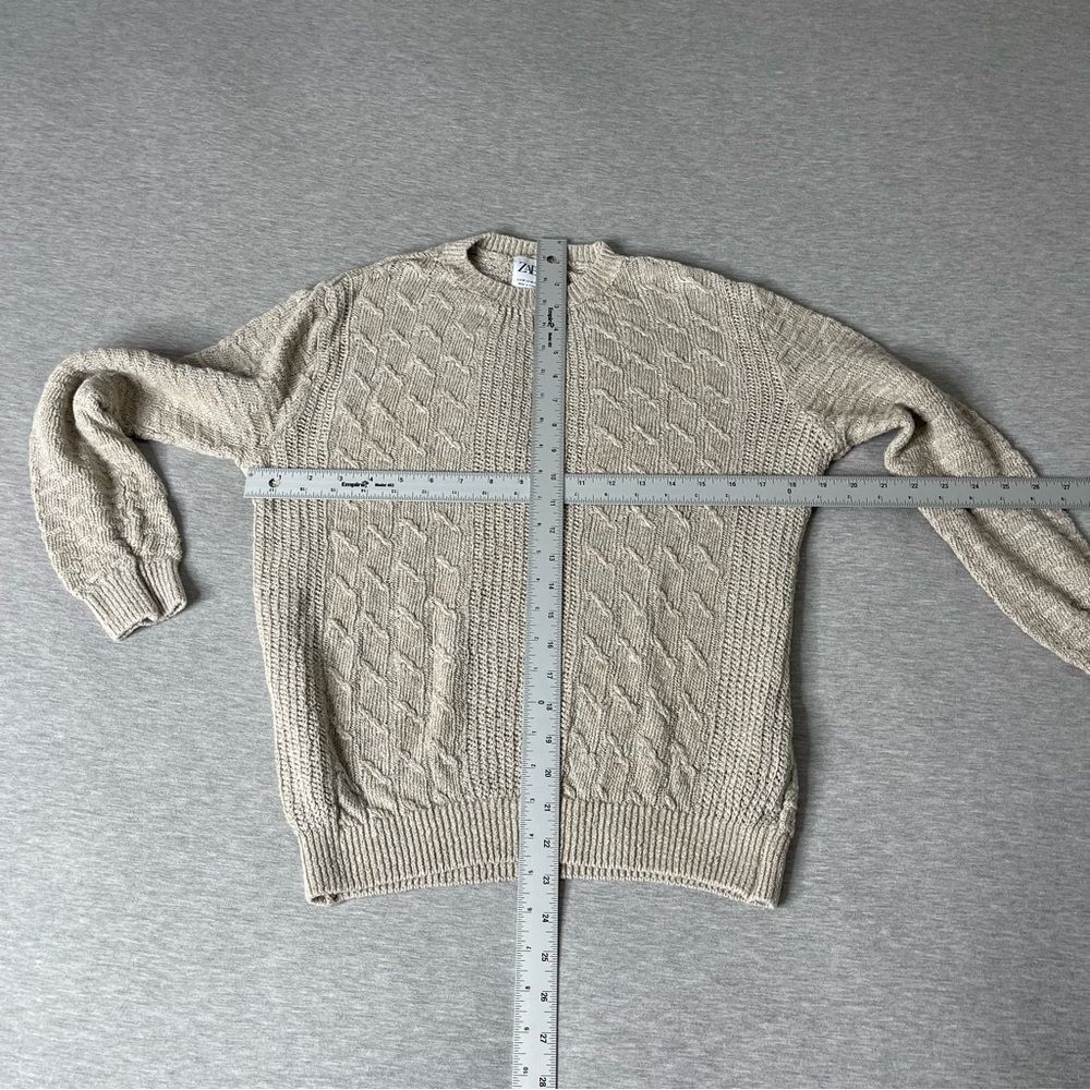 ZARA Women’s Cable Knit Pullover Crewneck Sweater - Picture 2 of 7